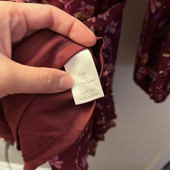 Altar’d State Burgundy Floral Long Sleeve Dress in Large - Picture 7 of 8